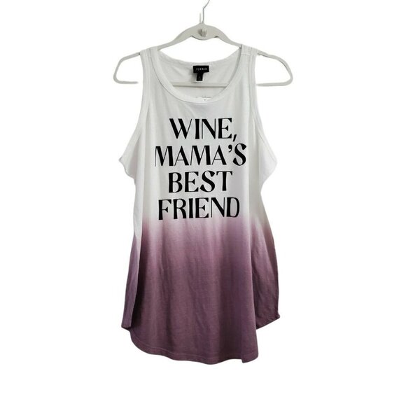 Torrid Tank Top Large Wine Mama's Bestfriend Dip Dye Purple White Sleeveless NWT - Picture 1 of 7